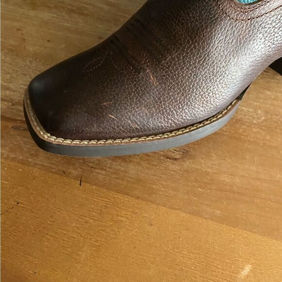 Kid's Boy Ariat Crossfire Square Toe Turqouise Brown Boots  Size 4 Western - Picture 9 of 14